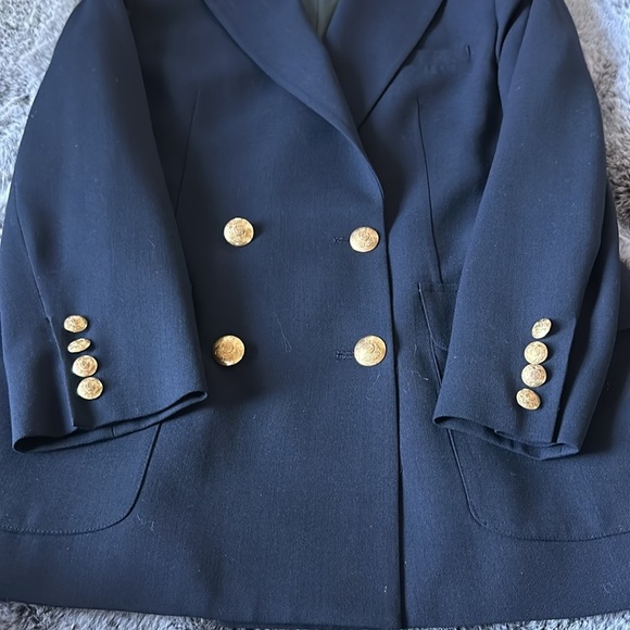LRL CLASSIC RALPH LAUREN WOOL NAVY GOLD vintage BLAZER size 10 Petite - Picture 4 of 14